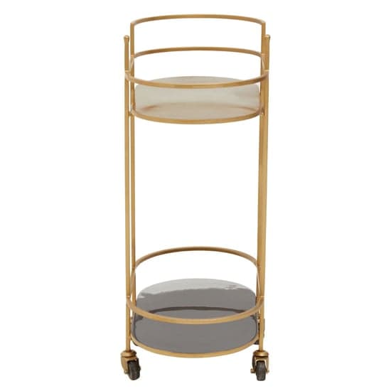 Koura Metal Rolling Drinks Trolley In Gold And Grey_4