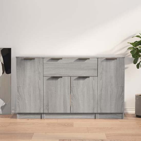 Krefeld Wooden Sideboard With 4 Doors 1 Drawer In Grey Sonoma Oak_1