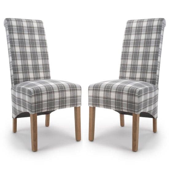 Kyoto Cappuccino Herringbone Check Dining Chair In A Pair_1