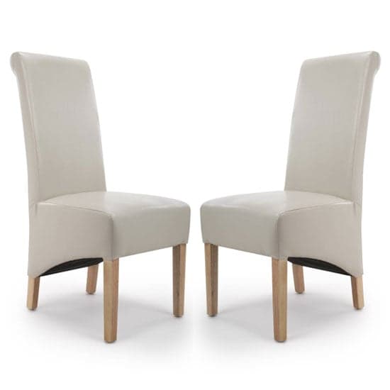 Kyoto Ivory Bonded Leather Dining Chair In A Pair_1