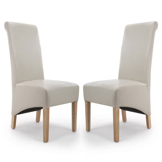 Kyoto Ivory Bonded Leather Dining Chair In A Pair Furniture in Fashion