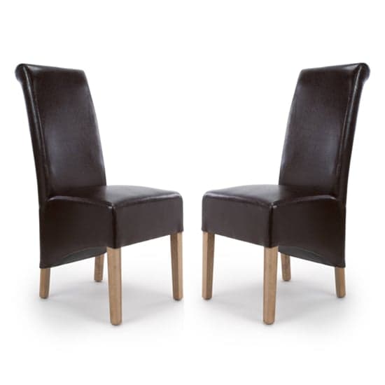 Kyoto Roll Back Bonded Leather Brown Dining Chairs In Pair_1