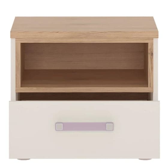 Kroft Wooden Bedside Cabinet In White High Gloss And Oak_2