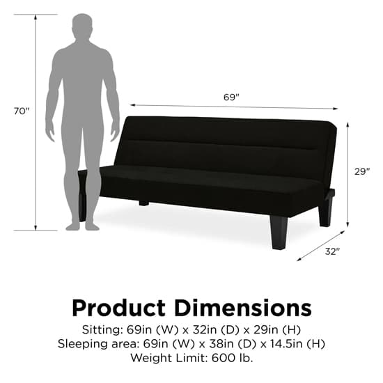 Kubota Velvet Sofa Bed With Wooden Legs In Black_8