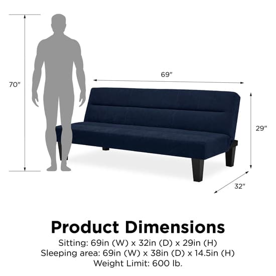 Kubota Velvet Sofa Bed With Wooden Legs In Blue_8