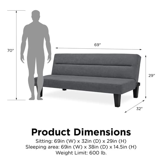 Kubota Velvet Sofa Bed With Wooden Legs In Grey_8