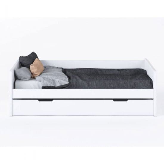 Kudl Wooden Kids Day Bed In White With Pull Out Trundle_3