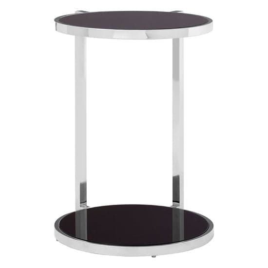 Kurhah Black Glass 2 Tier Side Table With Silver Steel Frame_2