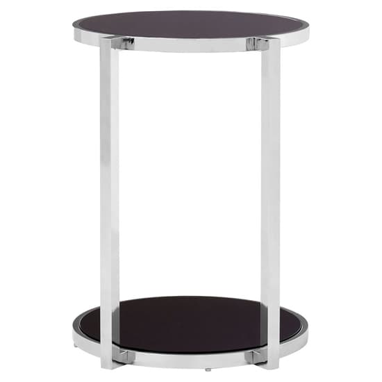 Kurhah Black Glass 2 Tier Side Table With Silver Steel Frame_3