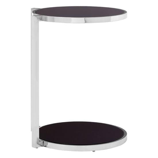 Kurhah Black Glass 2 Tier Side Table With Silver Steel Frame_1