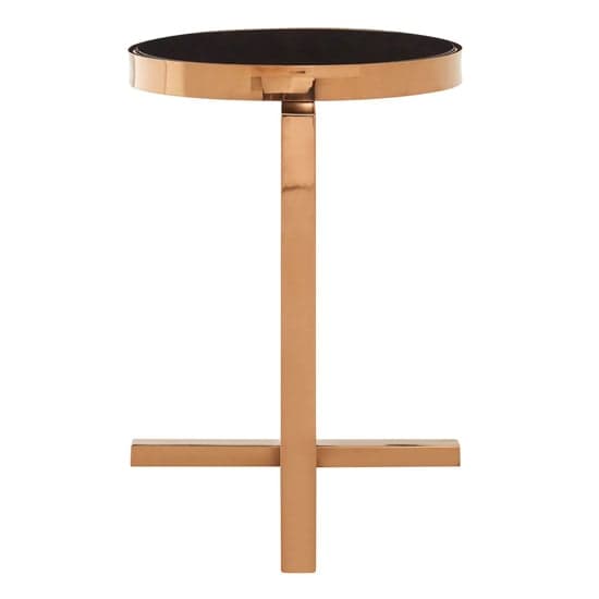 Kurhah Black Glass Side Table With Rose Gold T-Shaped Base_4