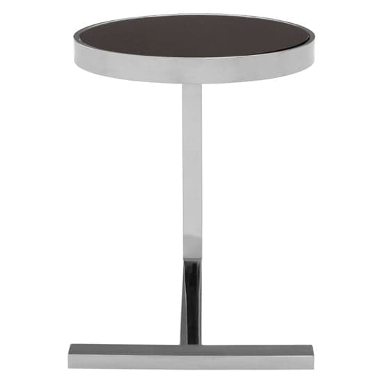 Kurhah Black Glass Side Table With Silver T-Shaped Base_2