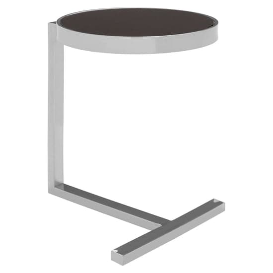 Kurhah Black Glass Side Table With Silver T-Shaped Base_1