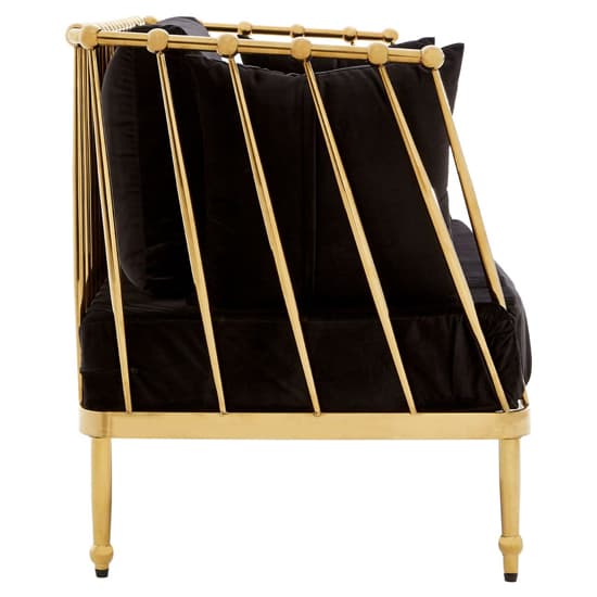 Kurhah Black Velvet 2 Seater Sofa With Gold Tapered Frame_3