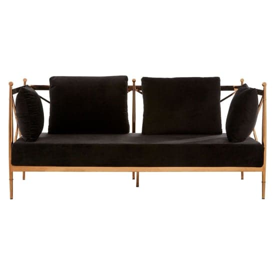 Kurhah Black Velvet 2 Seater Sofa With Rose Gold Lattice Frame_2