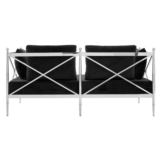 Kurhah Black Velvet 2 Seater Sofa With Silver Lattice Frame_4