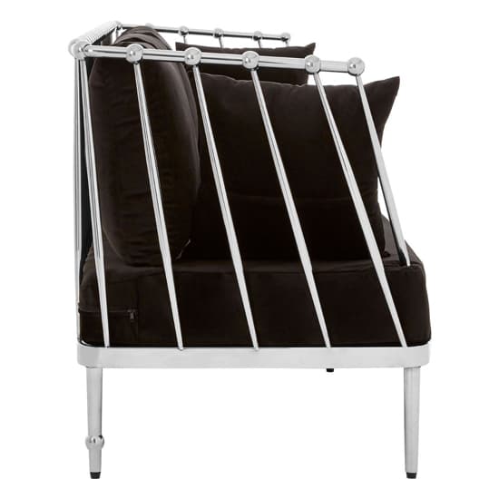 Kurhah Black Velvet 3 Seater Sofa With Silver Tapered Frame_3