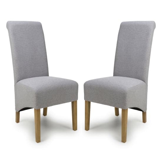 Kyoto Light Grey Weave Fabric Dining Chairs In Pair_1