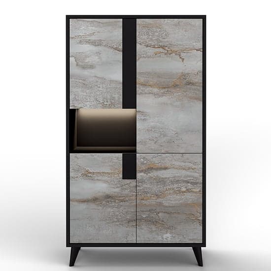 Laax Display Cabinet With 2 Doors In Matt Black Oxide And LED_1