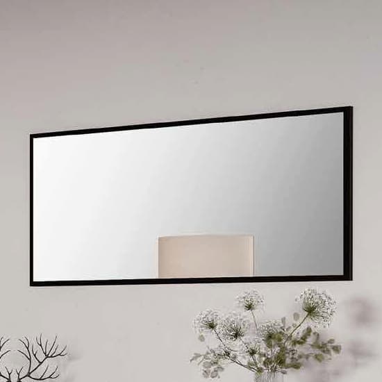 Laax Wall Mirror Rectangular In Matt Black Wooden Frame_1