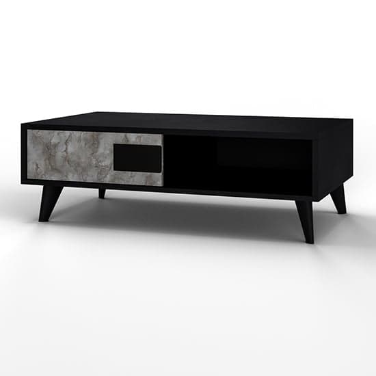 Laax Wooden Coffee Table With 1 Drawer In Matt Black And Oxide_2