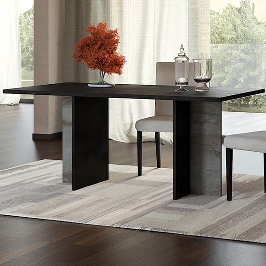 Laax Wooden Dining Table Rectangular In Matt Black And Oxide_2
