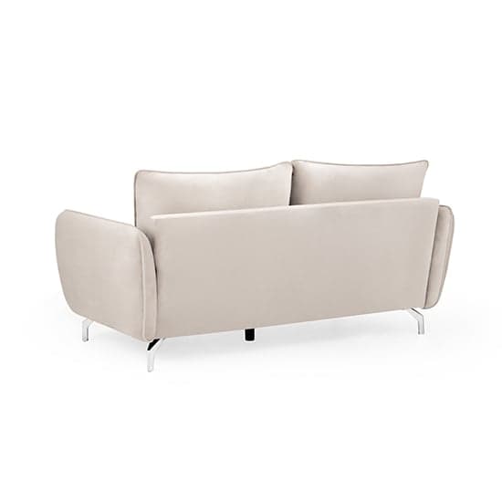 Lacey Fabric 2 Seater Sofa In Beige With Chrome Metal Legs_2