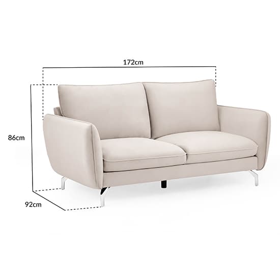 Lacey Fabric 2 Seater Sofa In Beige With Chrome Metal Legs_6