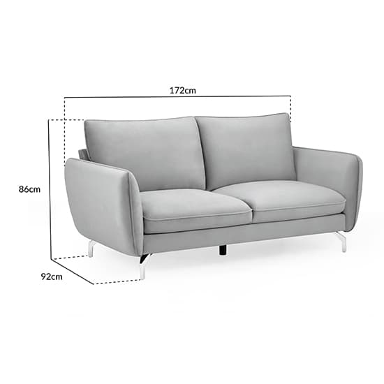 Lacey Fabric 2 Seater Sofa In Grey With Chrome Metal Legs_3