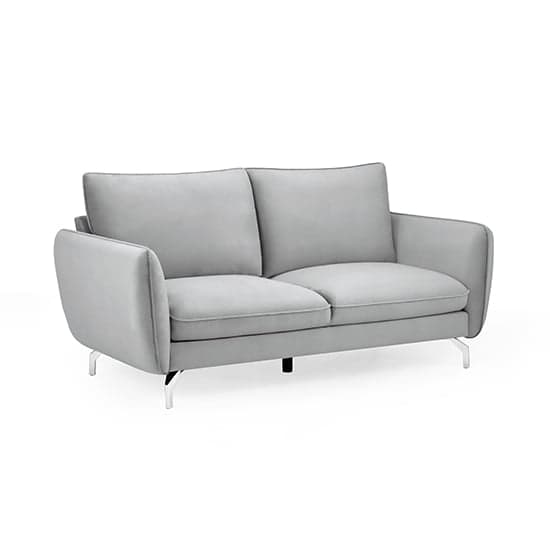 Lacey Fabric 2 Seater Sofa In Grey With Chrome Metal Legs_1