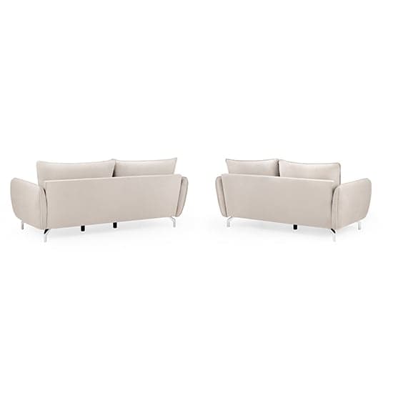 Lacey Fabric 3+2 Seater Sofa Set In Beige With Chrome Metal Legs_2