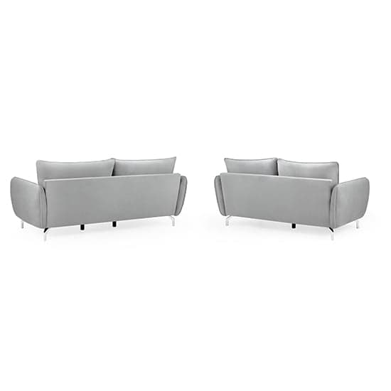 Lacey Fabric 3+2 Seater Sofa Set In Grey With Chrome Metal Legs_2