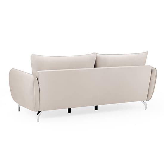 Lacey Fabric 3 Seater Sofa In Beige With Chrome Metal Legs_2