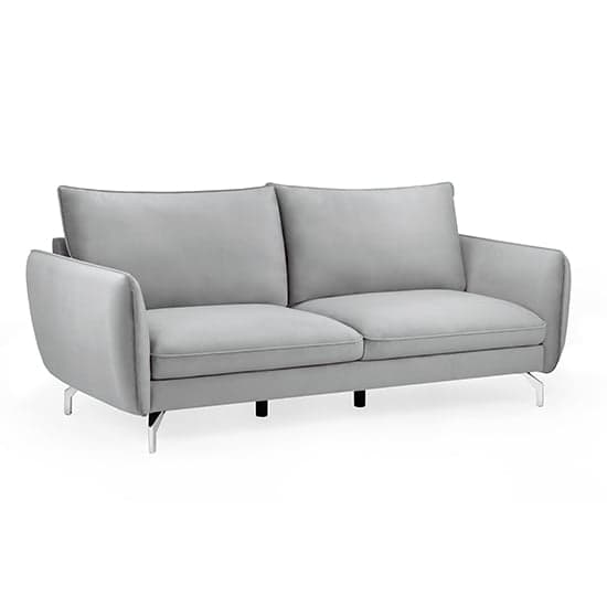 Lacey Fabric 3 Seater Sofa In Grey With Chrome Metal Legs_1