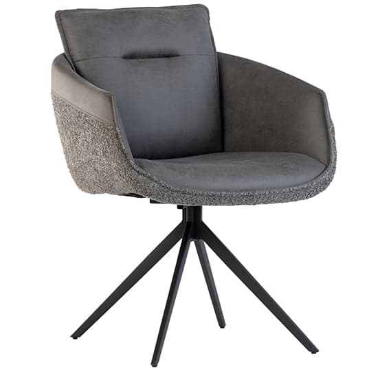Lacey Fabric And Faux Leather Dining Chair In Grey_1