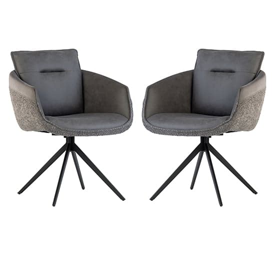 Lacey Grey Fabric And Faux Leather Dining Chairs In Pair_1