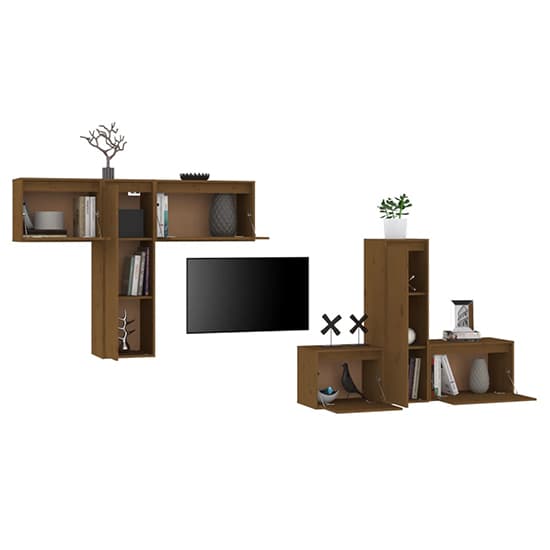 Lacey Solid Pinewood Entertainment Unit In Honey Brown_4