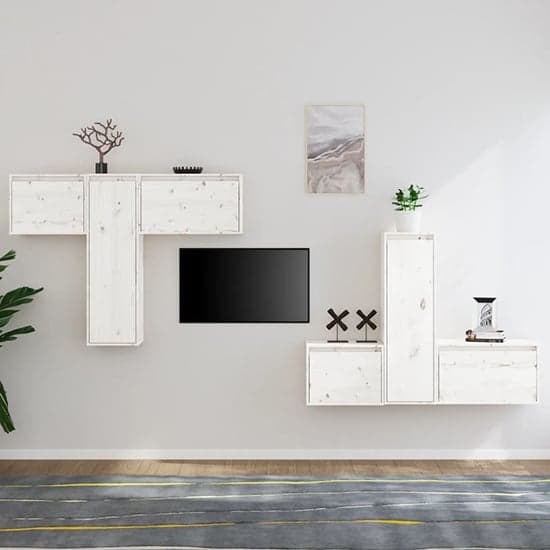 Lacey Solid Pinewood Entertainment Unit In White_1