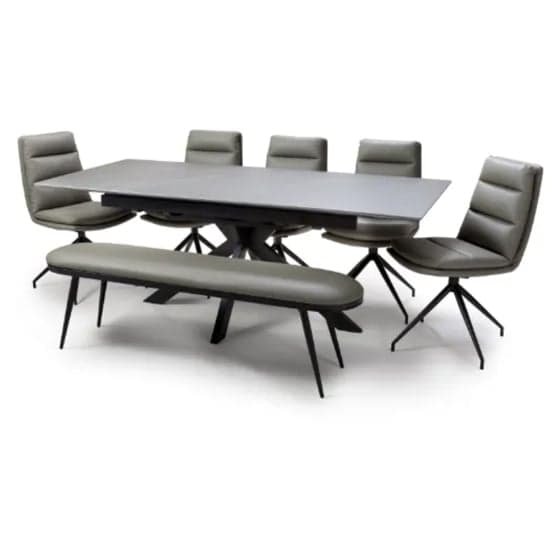 Lacole Extending Dining Table With 6 Nobo Chairs 1 Aara Bench_2