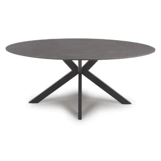 Lacole Grey Dining Table Oval With 6 Aara Truffle Chairs_2