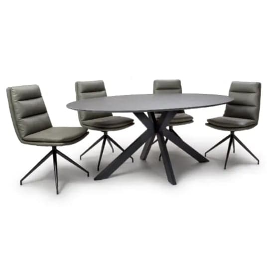 Lacole Grey Dining Table Oval With 6 Nobo Truffle Chairs_1