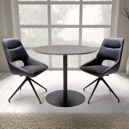 Lacole Sintered Stone Dining Table Round In Grey_3
