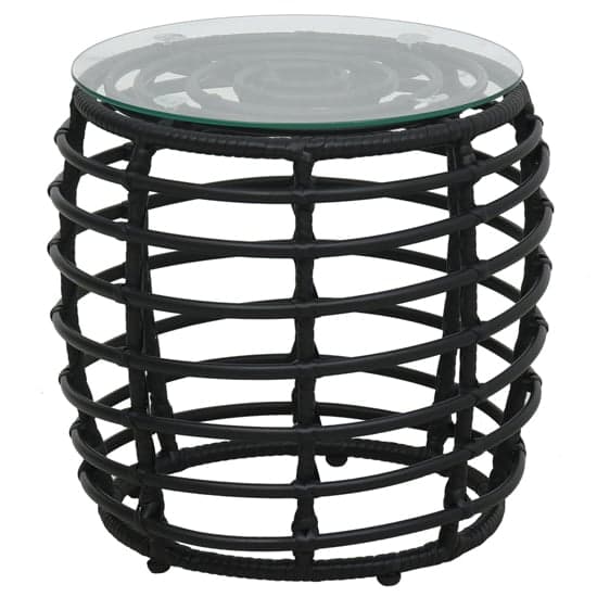 Laconia Glass And Poly Rattan 3 Piece Bistro Set In Black_2
