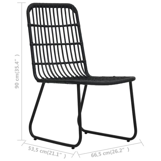 Laconia Glass And Poly Rattan 3 Piece Bistro Set In Black_5