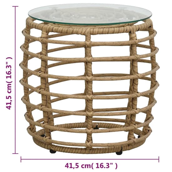Laconia Glass And Poly Rattan 3 Piece Bistro Set In Oak_4