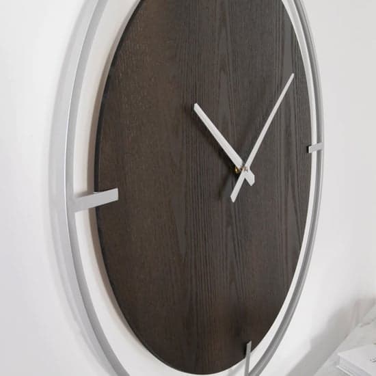 Laconia Round Wooden Wall Clock In Silver_3