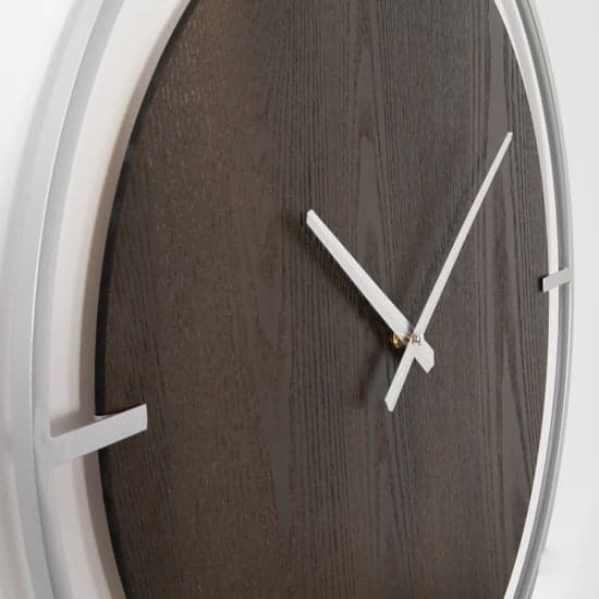 Laconia Round Wooden Wall Clock In Silver_4