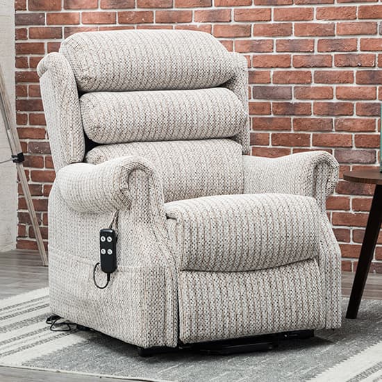 Ladbroke Fabric Electric Recliner Chair In Wheat Furniture in Fashion