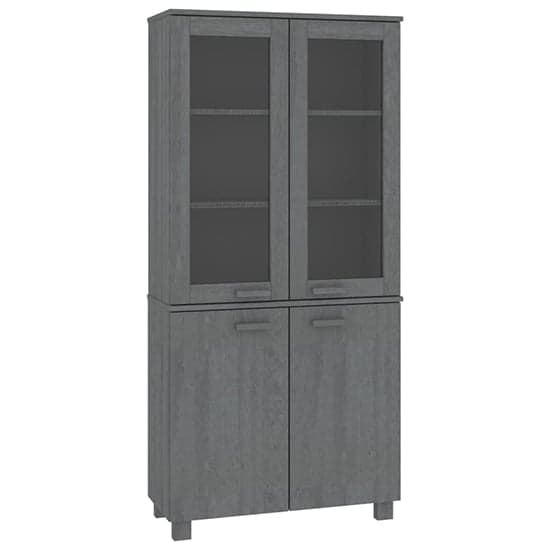 Laddie Pinewood Display Cabinet With 4 Doors In Dark Grey_3