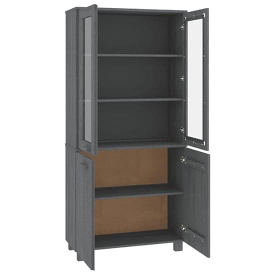 Laddie Pinewood Display Cabinet With 4 Doors In Dark Grey_4